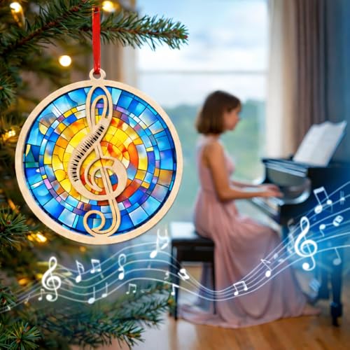 Lemonus Treble Clef Music Ornament for Women – Stained Glass Acrylic Window Decor