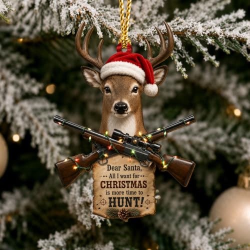 Deer Hunting Wooden Christmas Ornament 2026 - Double-Sided Holiday Decor