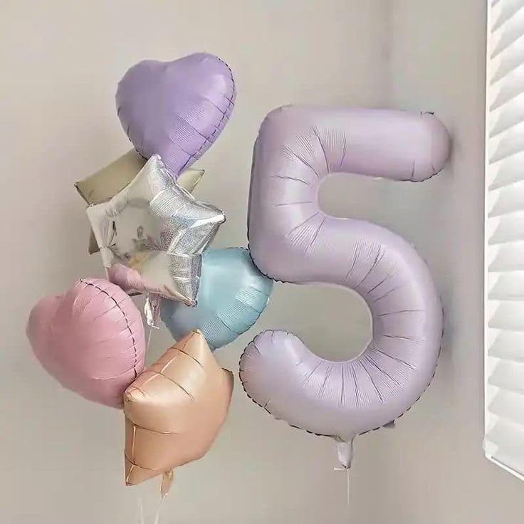 Skiennix 40-Inch Balloon Numbers - Big Cream Purple Balloons for 5th Birthday & Wedding Decor
