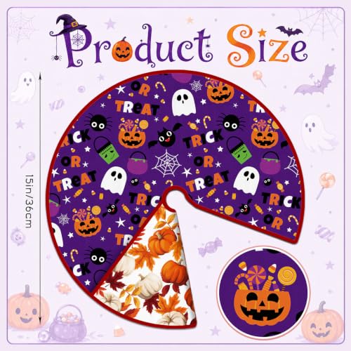 15-Inch Mini Fall & Halloween Tree Skirt - Reversible Double-Sided Mat