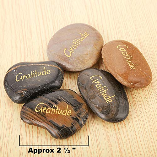 12pcs Engraved Gratitude Stones, Natural River Rock Pocket Stones