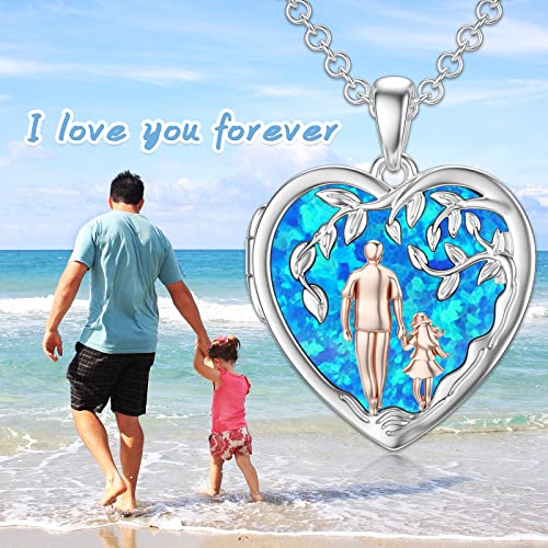 PROESS Father Daughter Necklace Sterling Silver Abalone Shell & Blue Opal Variation 02-04