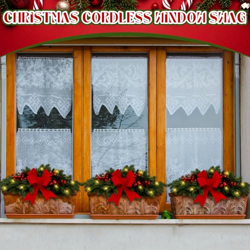 24.5-Inch Artificial Christmas Swag with LED Lights and Red Berries