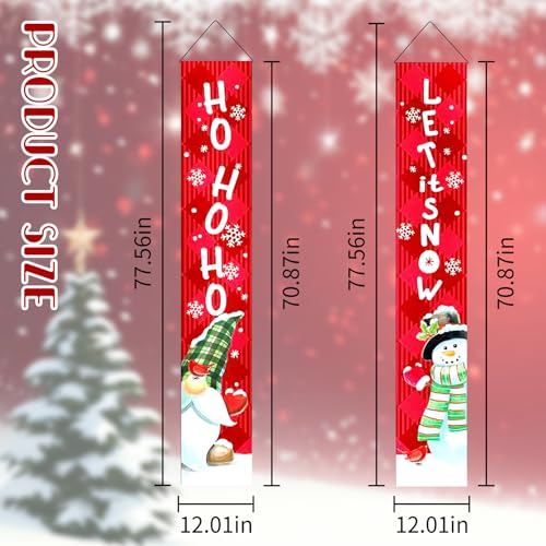 Mrsenloi Let It Snow Christmas Lighted Gnome & Santa Banner for Door - Outdoor Holiday Decor