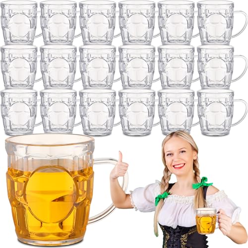 8 oz Plastic Beer Mugs with Handles, Reusable Dimpled Steins - 20 Pack