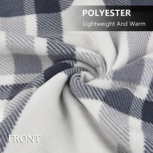 Wearable Fleece Poncho Blanket with Snaps - Soft Plaid Throw for Sofa