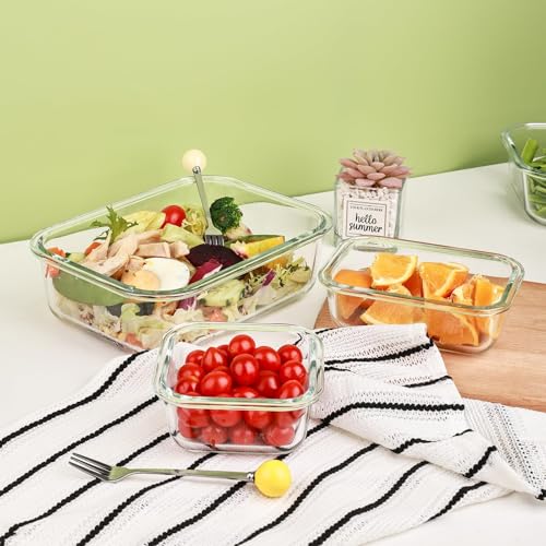 8-Pack Glass Food Storage Containers with Airtight Locking Lids - BPA Free