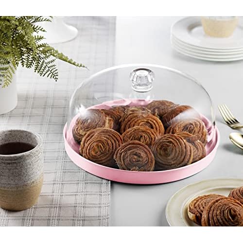 Godinger Cake Stand, Cake Plate Server with Dome, Metal Serving Tray and Shaterproof Acrylic Lid