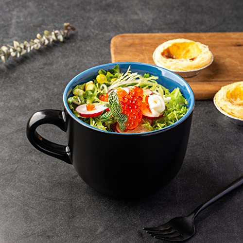AmorArc 24oz Soup Mug Set of 4 - Large Handle Coffee & Tea Bowls, Mix