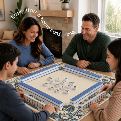 Chinoiserie Tiger Mahjong Mat 31.5" Square - Anti-Slip Noise-Reducing Cover