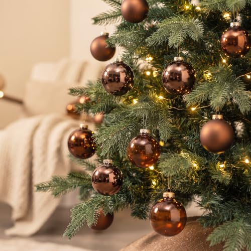 2.36-Inch Brown Glass Christmas Ornament Baubles, Set of 12