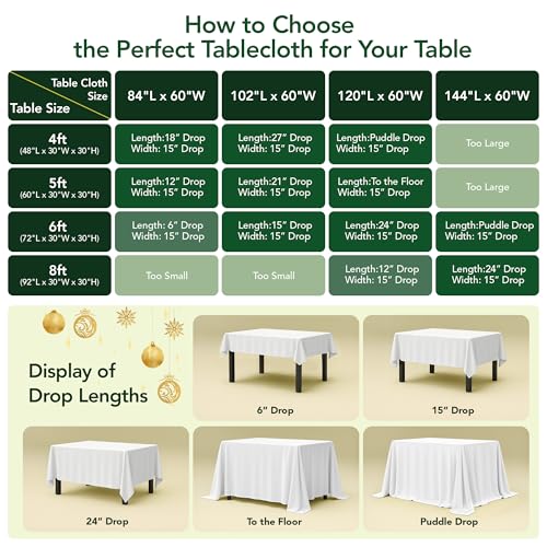 Biscaynebay Hunter Green Poinsettia Christmas Tablecloth 60x120" Rectangular Holiday Decor
