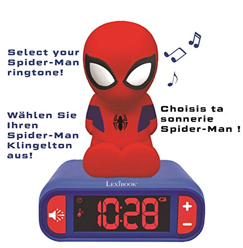 LEXiBOOK Spider-Man Nightlight Alarm Clock RL800SP for Kids, Superhero Gift