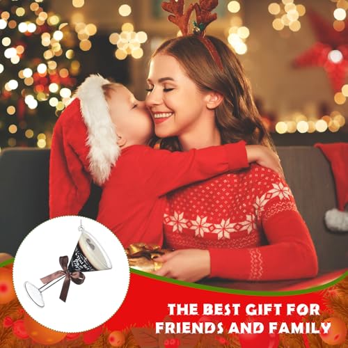 Teenyyou Espresso Martini Christmas Ornament 4 Inch Holiday Tree Decor with Bow