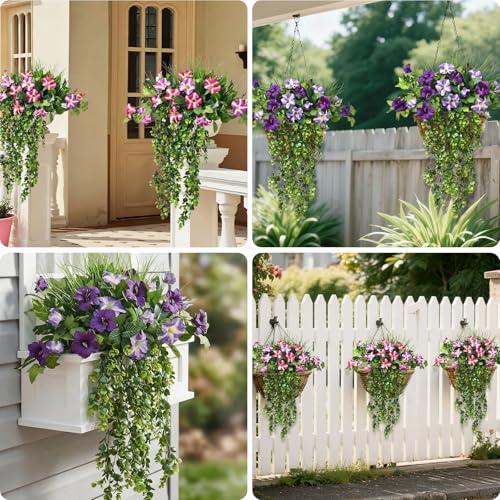 4 Pack Artificial Hanging Plants 2.7FT UV Resistant Faux Ivy Vines