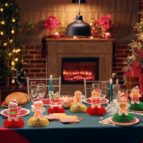 Gistome 9 Pieces Gingerbread Honeycomb Centerpieces - Gingerbread Themed Xmas Table Decor