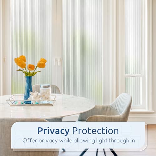 Reeded Glass Window Privacy Film 17.5" x 78.7" - UV Blocking, Removable Static Cling