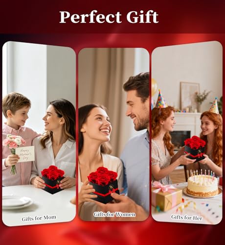 Preserved Real Red Roses in Gift Box - Long-Lasting Forever Flower Bouquet