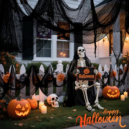 Black Creepy Cloth Halloween Gauze Decor - 40 x 200 Inch Haunted House Fabric