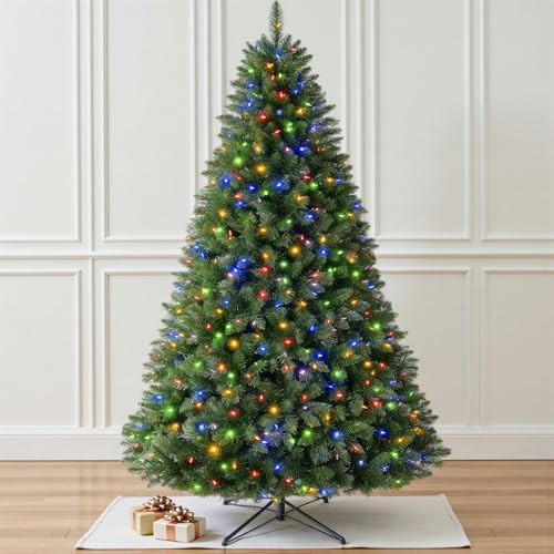 6ft Pre-Lit Artificial Christmas Tree with Remote & 300 Color Changing LEDs