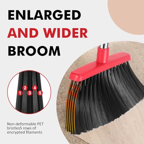 Heavy-Duty Commercial Angle Broom with 56-Inch Stainless Steel Handle