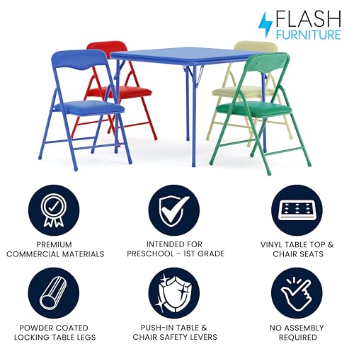 Kids 5-Piece Folding Activity Table and Chair Set for Playroom & Daycare
