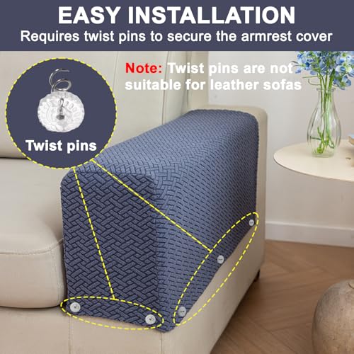 Sofa Armrest Covers Set of 2 - Stretch Polyester Protectors