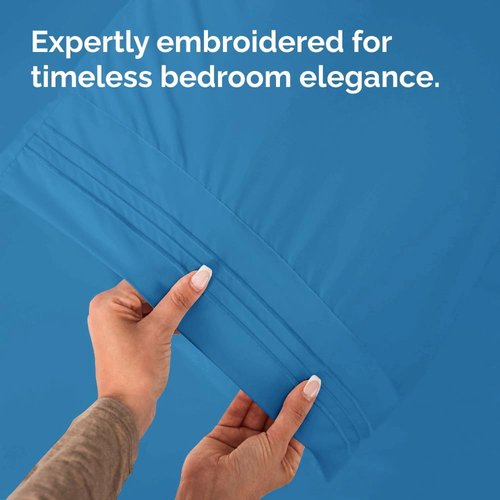 King Standard Pillow Cases - Soft Hotel Quality Covers for Comfy Bedding | Set of 4 in Denim Blue