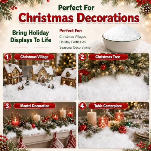 Instant Fake Snow Powder 11 oz - Artificial Snow for Christmas & Holiday Decor