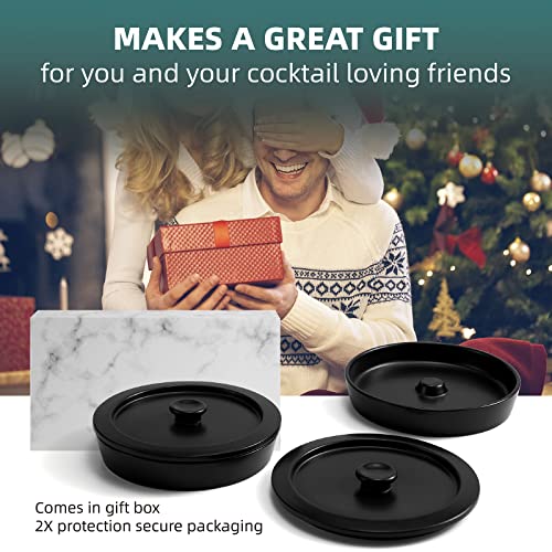 WYMOON Black Ceramic Margarita Salt Rimmer Set with Lids & Tray, Cocktail Barware