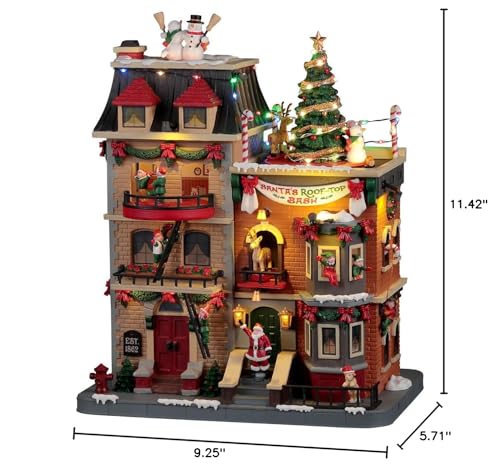 Lemax Santa's Rooftop Bash Christmas Village Scene with Adapter