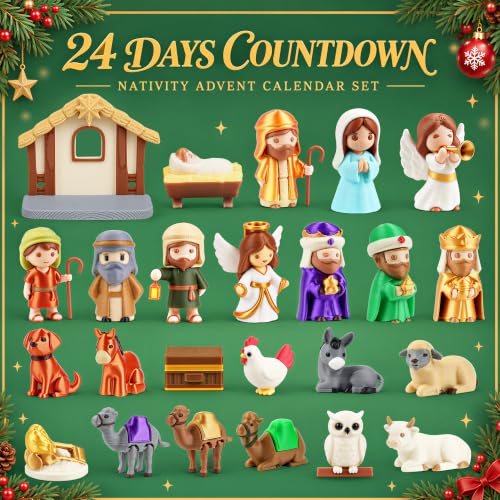 SUNNINO 24-Piece Nativity Advent Calendar 2026 3D Printed Animal Figurines
