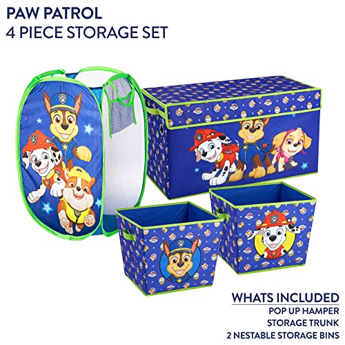 4-Piece Kids Bedroom Storage Set with Toy Trunk, Bins & Laundry Hamper