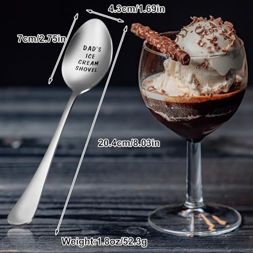 LifHap XL Pack of 2 Dad's Ice Cream Shovel Spoon Gift for Dad—Clear Engraved Inscription