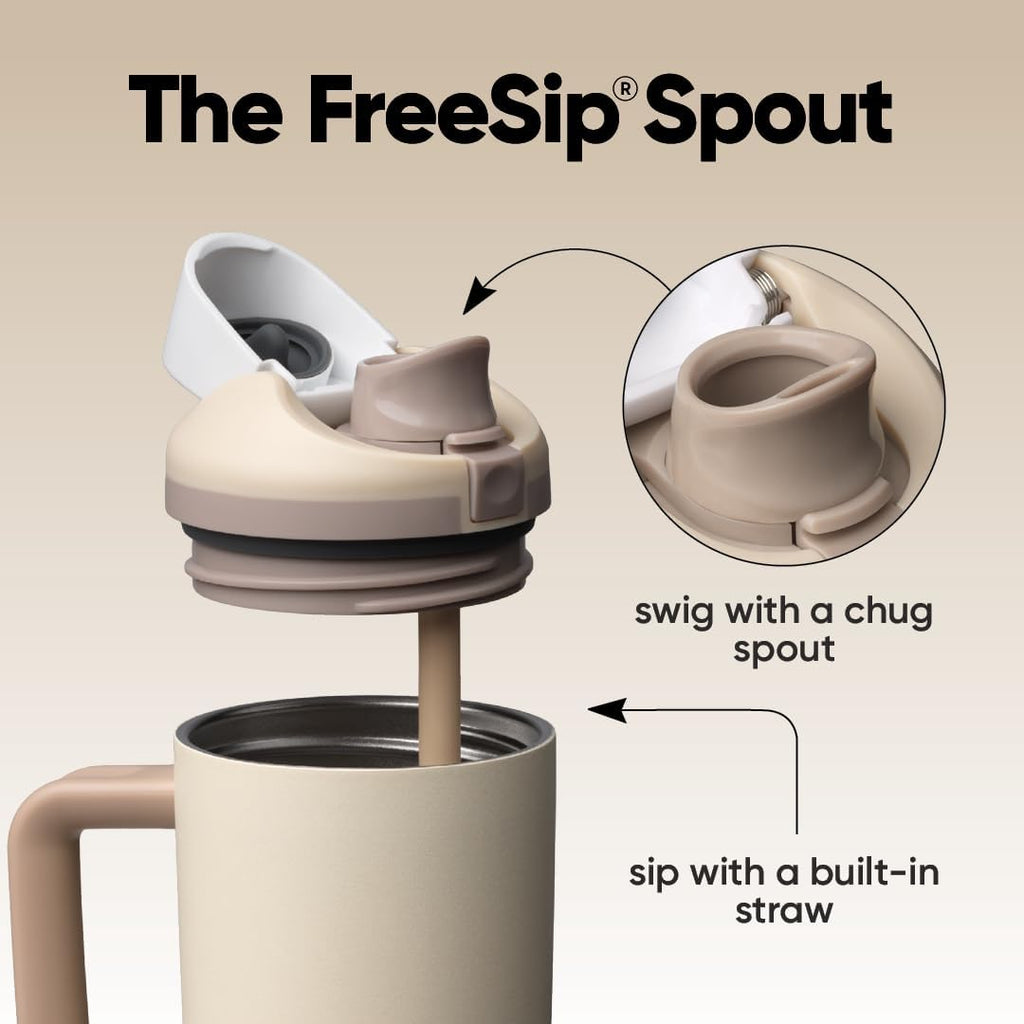 Owala FreeSip Tumbler - 30-Oz. Stainless Steel - Tan (Lightly Toasted) for Easy Hydration
