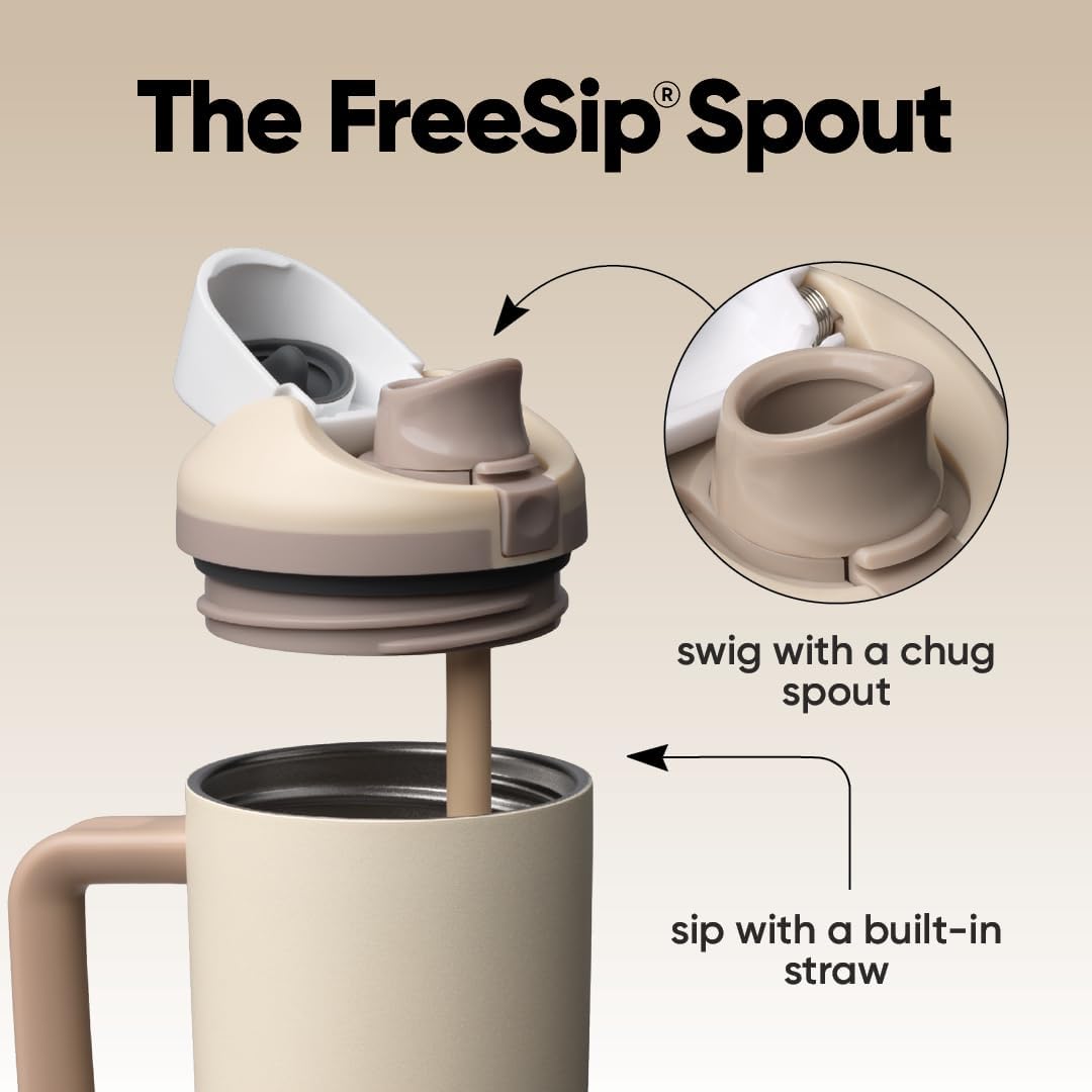 Owala FreeSip Tumbler - 30-Oz. Stainless Steel - Tan (Lightly Toasted) for Easy Hydration