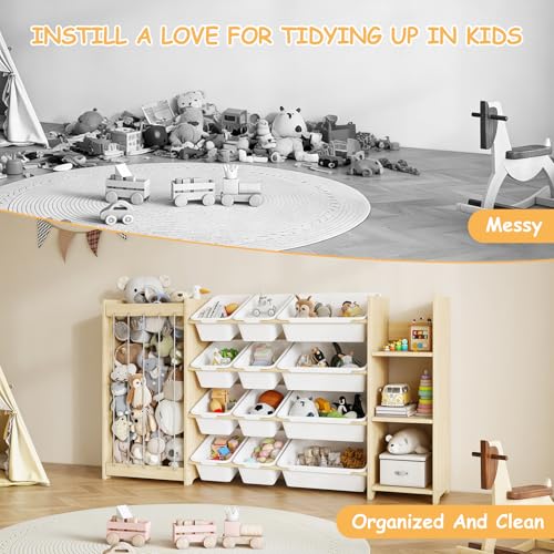 3-in-1 Kids Toy Storage Organizer with 12 Bins and Bookshelf