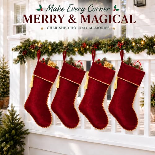 Ugiftcorner Red Velvet Christmas Stockings 20 Inch Large - 1 Pack, Holiday Decor
