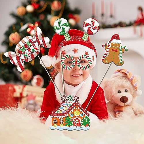30Pcs Christmas Photo Booth Props Kit with Sticks – Merry Christmas Party Decorations