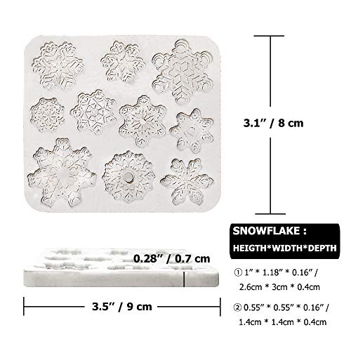 CNYMANY 2-Pack 20-Cavity Snowflake Fondant Molds - Silicone Cake Decorating Tools