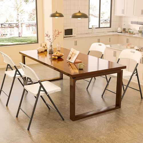 10-Pack Folding Chairs, Portable White Plastic Seats with Sturdy Steel Frame