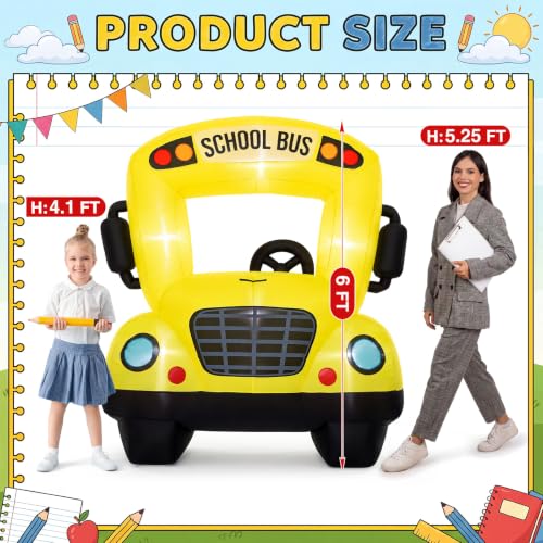 6 x 5 ft Inflatable School Bus Party Decoration with Built-in LED Lights