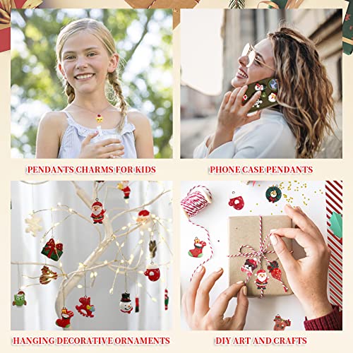 30-Piece Mini Resin Christmas Tree Ornament Set, Festive Holiday Charms