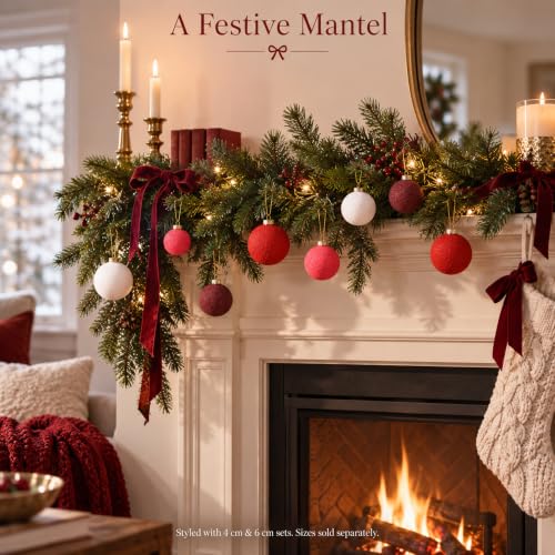 Mystarae Crimson Frost Textured Red Mix 2.4in 16Pcs Christmas Ornaments Set