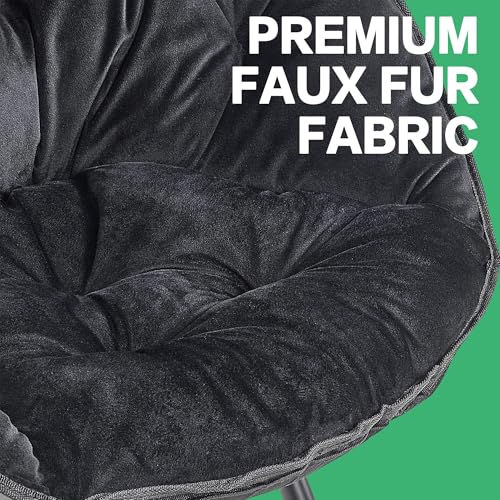 Faux Fur Saucer Chair, Foldable Moon Chair for Bedroom and Dorm