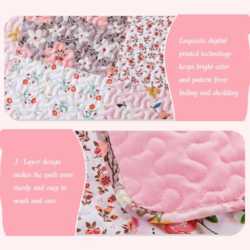 Whale Flotilla Queen Quilt Bedding Set - Soft Reversible Floral Coverlet