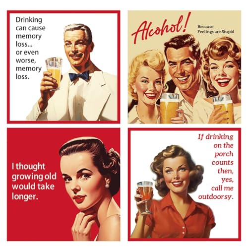 Watersay Vintage Red 100 Pcs Funny Cocktail Napkins for Adults Party