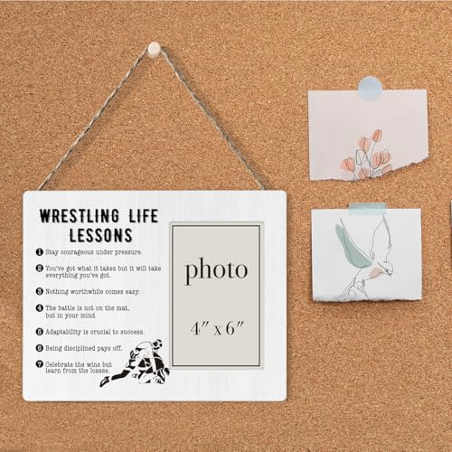 Wrestling Life Lessons Picture Frame – 8x10 (holds 4x6) Wooden Gift, Wrestling