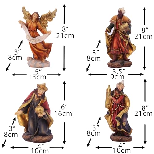 Nativity Set 11 Pcs 8 Inch Gold - Joseph, Mary, Jesus & More Resin Figurines