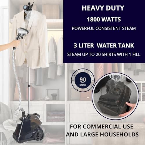 SALAV Heavy Duty Commercial Full-Size Garment Steamer 3L Tank Navy